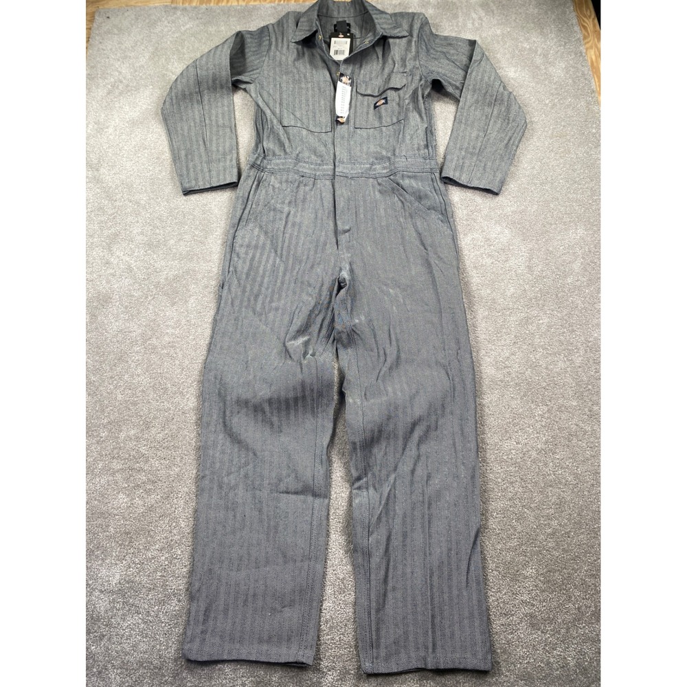 Dickies Coveralls Mens Medium Regular Gray Herringbone Utility Workwear 4897FS